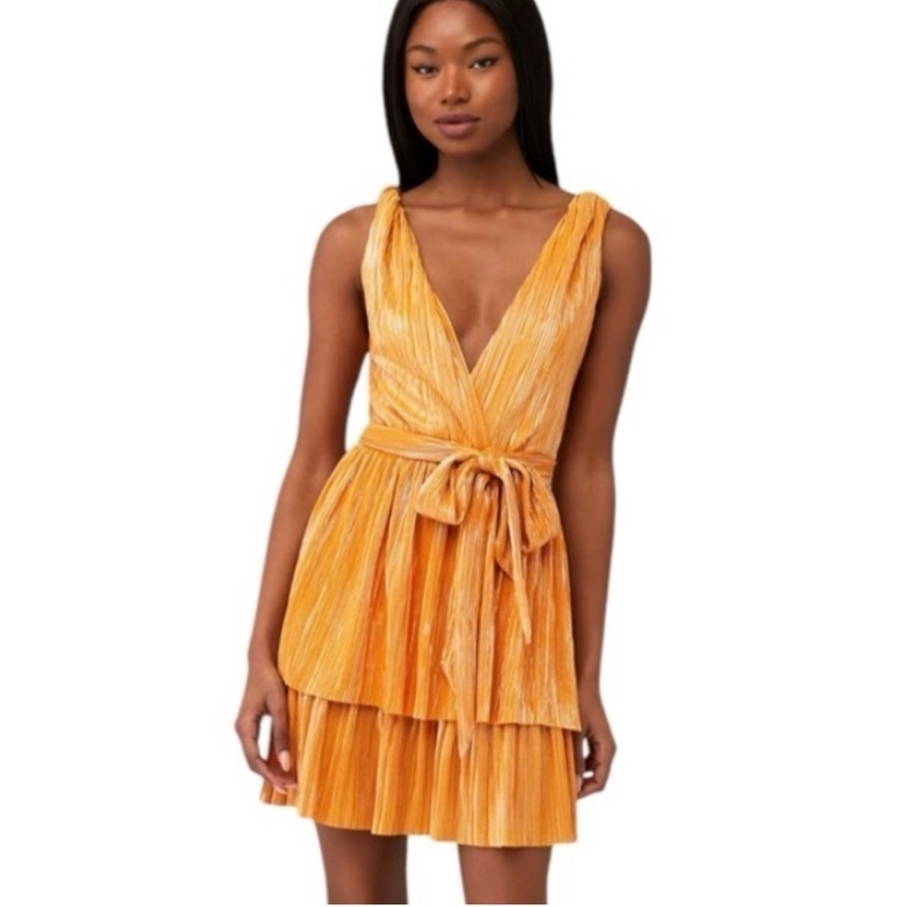 NWT SABINA MUSAYEV Alma Shimmer Mini Dress In Mandarin